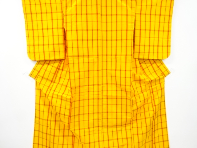 JAPANESE KIMONO / ANTIQUE KIMONO / SILK / YONEZAWA TSUMUGI / WOVEN GRID